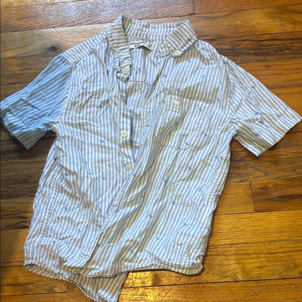 Abercrombie Kids Blue and White Striped Button Down Shirt